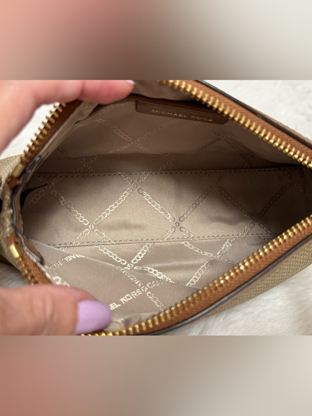 Michael Kors Gold and Brown Small Wristlet Pouch - Picture 7 of 9